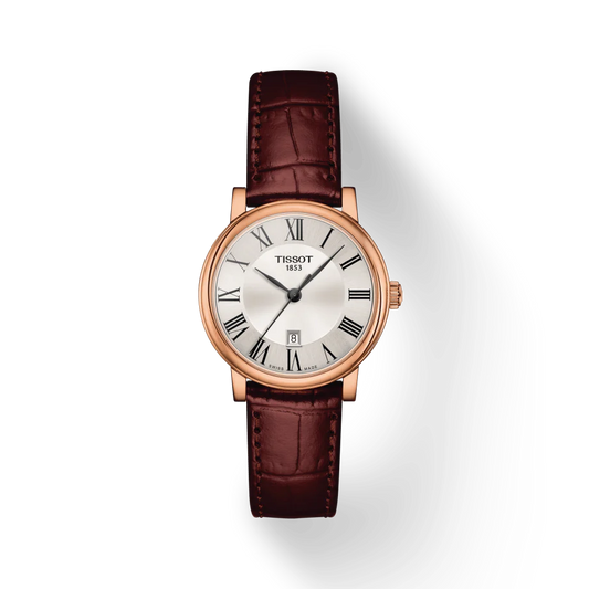 Tissot Carson Premium Lady Silver Dial Brown Leather Strap Watch For Women - T122.210.36.033.00