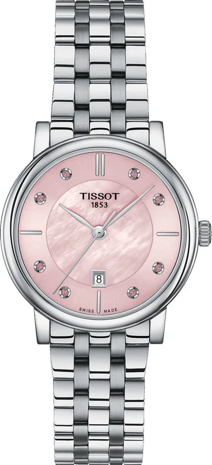 Tissot T Classic Carson Premium Lady Mother of Pearl Pink Dial Silver Watch For Women - T122.210.11.159.00
