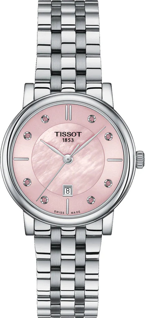 Tissot T Classic Carson Premium Lady Mother of Pearl Pink Dial Silver Watch For Women - T122.210.11.159.00