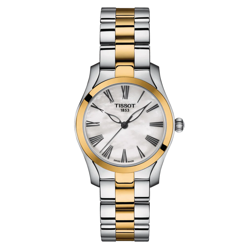 Tissot T Wave Quartz Mother of Pearl Dial Two Tone Steel Strap Watch for Women - T112.210.22.113.00