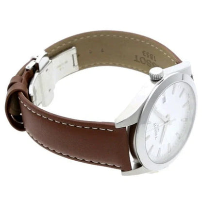 Tissot Gentleman Watch - Silver Dial & Brown Leather Strap - T127.410.16.031.00