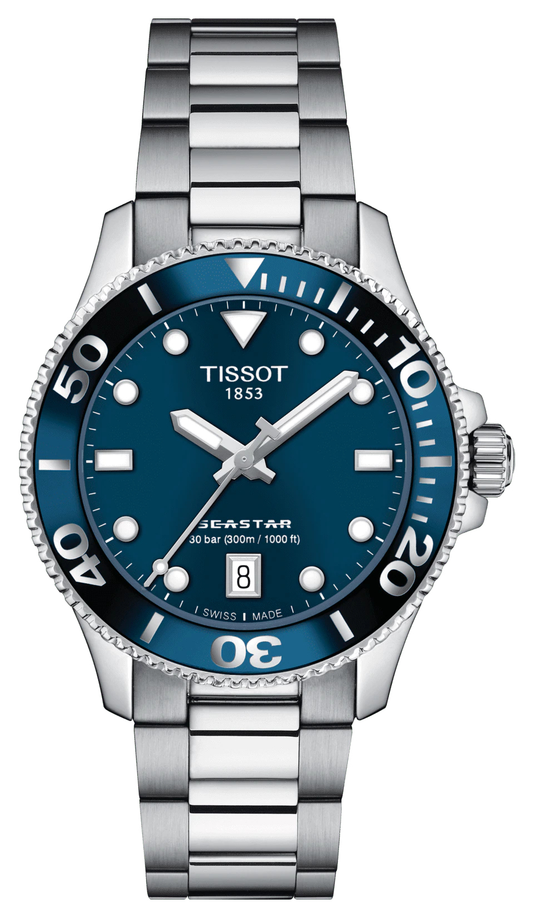 Seastar 1000 Quartz Blue Dial Stainless Steel Women's Watch T120.210.11.041.00