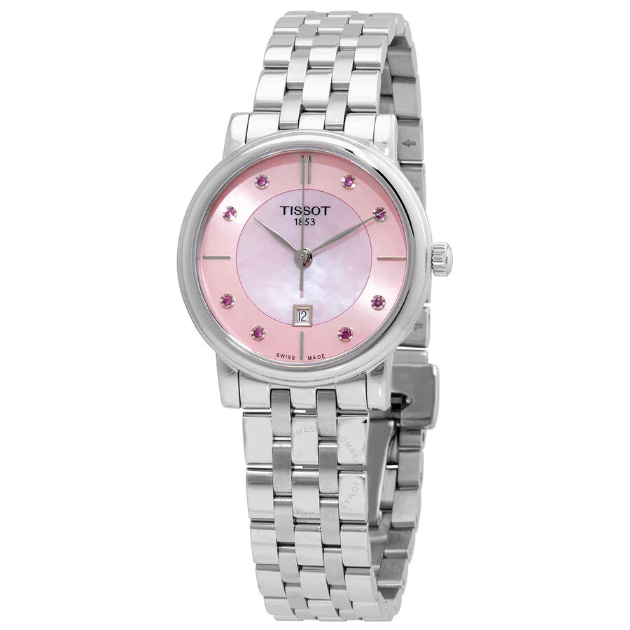 Tissot T Classic Carson Premium Lady Mother of Pearl Pink Dial Silver Watch For Women - T122.210.11.159.00