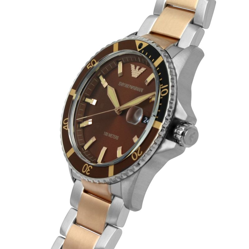 Arman AR11340 Brown Dial Watch Diver Steel Bracelet